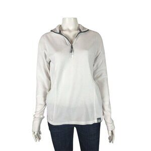 REI Womens 1/4 Zip Fleece Jacket Size Small White Pull-Over Long Sleeve
